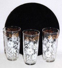 Mindy Sand Wine Glass Stemless Blue Green Purple Enamel Signed 2021 – SET 3