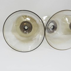 Set of 3 Vtg Krosno Poland Amber Bronze Ball Wine Glasses Water Goblets