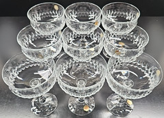 9) Schott Zwiesel Desiree Champagne Sherbet Set Vintage Crystal Cut Germany Lot