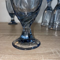 Noritake Sweet Swirl Stemmed Water Iced Tea Glasses Light Blue Set of 4-12 Ounce