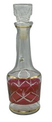 Vintage Cranberry Ruby Cut To Clear Decanter Set of 4 Cordial Liquor Glasses