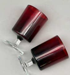 VTG WINE CAVALIER RUBY RED CRYSTAL GLASSES CLEAR FOOTED FRANCE 4.5″