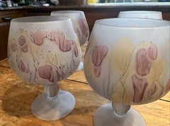 Hebron Glass Set of 5 Rueven Nouveau Blown Art Hand Blown Brandy Glasses