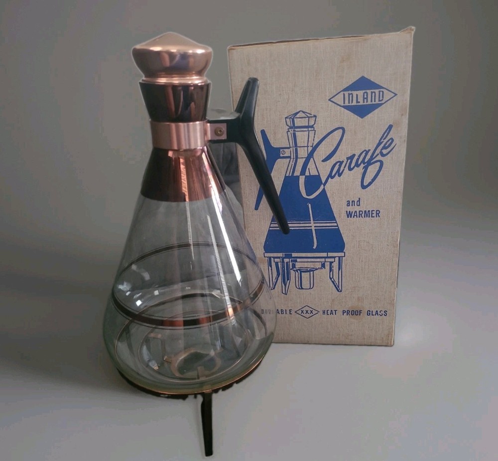 Inland Glass Carafe and Warmer Durable Heat Proof Glass Chicago. MCM Kitsch Nice