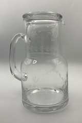 Vintage Etched Floral Glass Bedside Carafe & Tumbler Water Set.