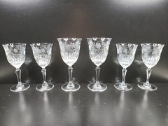Rogaska Ivy (2) Goblets (4) Wine Glasses Set Vintage Elegant Cut Crystal Bar Lot