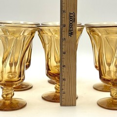 Vintage MCM 6 Glasses Fostoria Jamestown Amber 6” Water Tea Wine