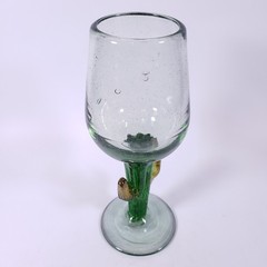 Mexican BLOWN GLASS Cactus Southwest Blue Green Yellow Wine Water GOBLET SET