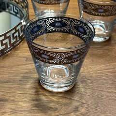 Set Of 4 Culver Sorrento Highball glasses , Silver Filigree W/ Turquoise