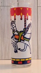 Carousel Tom Collins Drinking Glass Circus Horse Vinatge Barware Cocktail Party