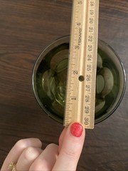 Vintage Fostoria Olive Green 1887 Coin Pattern #1372 Line Glass Goblet 6.5”