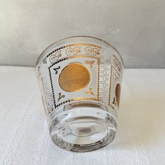 Hazel Atlas Aztec Mayan 22k Gold Medallion Ice Bucket MCM Glass Barware