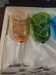 GA CRISTAL GIOIELLI DA TAVOLA ITALIAN CRYSTAL WINE GOBLETS 4pc Set ( Assorted)