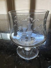 Set of 8 Vintage Etched Bamboo Cordial / Liqueur Glasses – Flared Bowl MCM