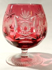 Nachtmann Traube Cranberry Gold Cut to Clear Crystal Cognac Glass W. Germany