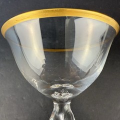 Lyngby Seagull Champagne Coupe Glass Danish Crystal Gold Rim Twisted Stem.