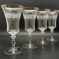 Mikasa Antique Lace 4 Piece Crystal Iced Tea Glasses 1989-91 Austria 8″tall 10oz