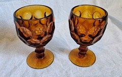 2 Vintage Imperial Glass Provincial Water Goblets Dark Amber ’66-’75