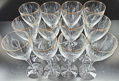 (12) Lenox Encore Gold Wine Glasses Set Elegant Crystal Clear Swirl Stemware Lot