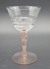 Vintage Art Deco Pink Stem Wine Cordial Glass Stemware