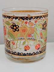 Vintage Set Of 3 Georges Briard Glasses Applique and Embroidery Birds Flowers