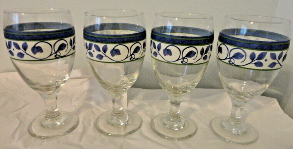 PFALTZGRAFF ORLEANS 16 OZ SET OF 4 ICED TEA WATER DRINKING STEM GLASSES GOBLETS