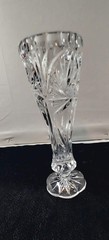 Czech Lead Crystal High Clarity Sparkle Starburst Pedestal Etched Vace 9″T Heavy