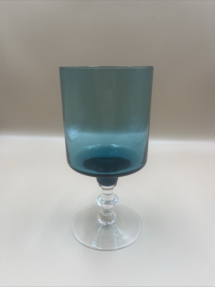 Vintage Made In JAPAN Saski Regency Peacock Blue Wine Glasses