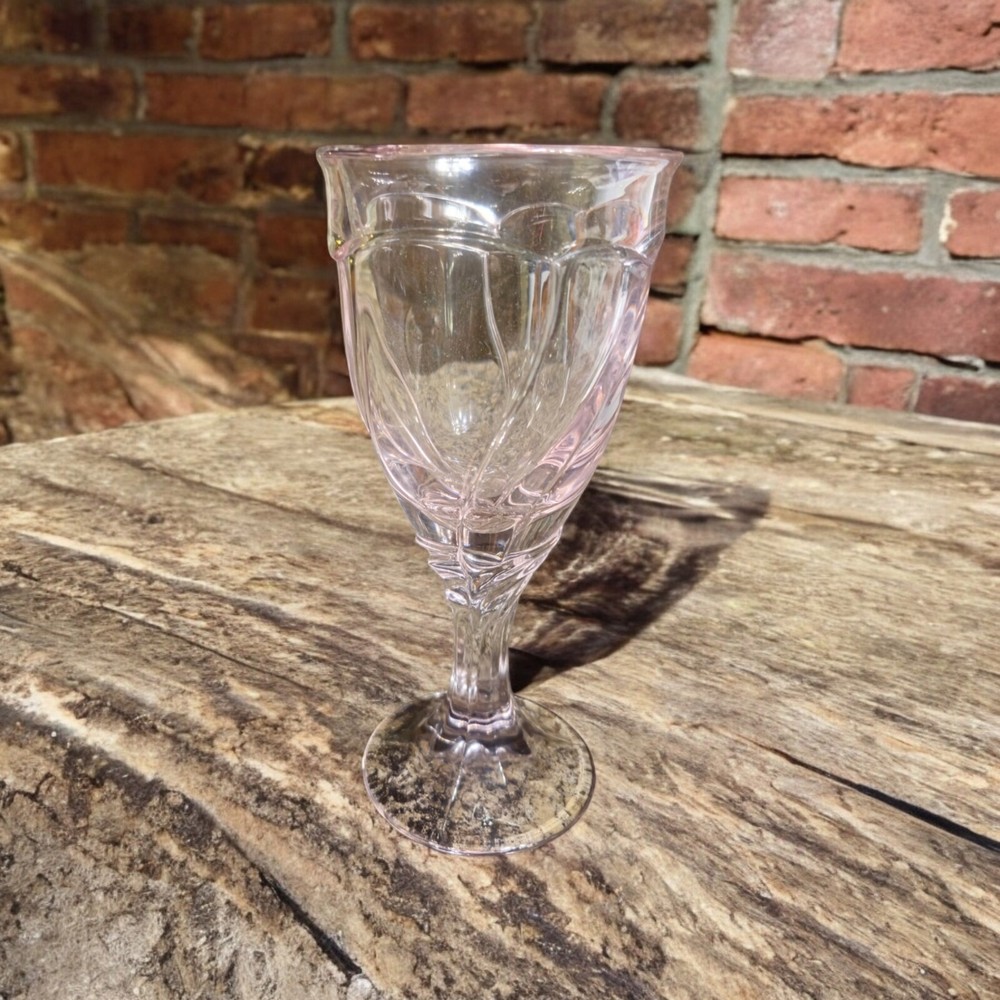 Vtg Noritake Sweet Swirl Wine Glass 8oz Pink Water Iced Tea 7.5″ Goblet Japan