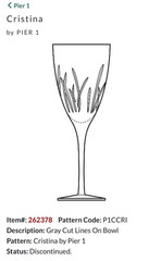 Pier 1 CRISTINA Crystal Water Goblet/Wine Glasses 9 3/4 in Set of 4 Pristine