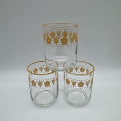 Vintage Set Of 3 Libbey Butterfly Gold Rimmed Juice Glasses Match Corelle Pyrex