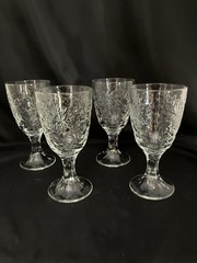 Princess House Fantasia Water/Wine Crystal Glass Goblets 7» Set Of 4
