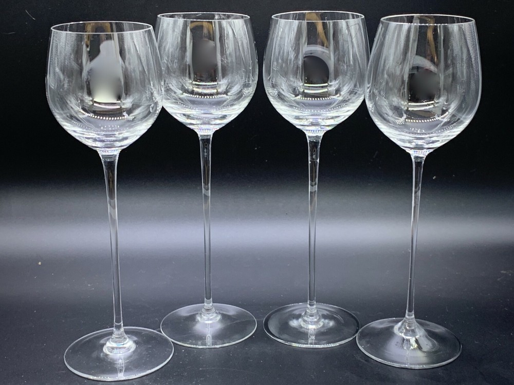 Wine Hock Crystal or Fine Glass Signed Stemware Drinkware Glassware Set 4