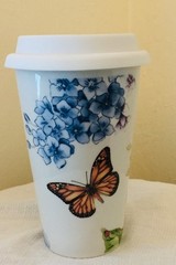 Lenox Butterfly Meadow Ceramic Travel Tumbler w/ Silicone Lid