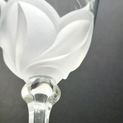 Vintage Cristal D’Arques Florence Goblet Set of 2, Raised Frosted Petals, France
