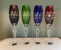 Set of 4 Florderis by Ajka / Dynasty by Godinger~Cut to Clear~CHAMPAGNE Glasses