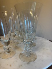 Set of 6 Vintage Astrid 5 Lobe Stem by Swedish Glass Iced Tea Glasses 7 3/8″