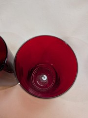 Vintage Mid Century Thin Ruby Glass Tumblers 5 1/4 Inch Set of 2