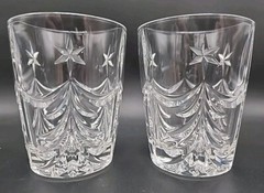 2-Gorham O’TANNENBAUM Christmas Tree 8oz Double Old Fashioned Glass 4 1/8″