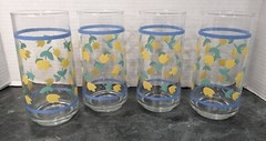 Tulip Tall Drinking Glasses Blue Stripes Spring Summer Refresh 16 oz 90’sVintage
