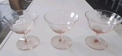 Elegant Pink Wheel Etched Depression Era Champagne Glasses 12pc (#471)