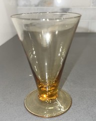 Tiffin Franciscan 14196 Amber Tumbler 10 Oz Footed Straight Optic Bowl USA 3213