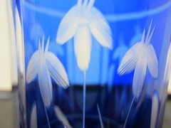 Unused Kamei Restored Satsuma Kiriko Indigo Glass Set of 5 Japan