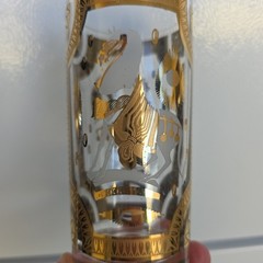 Mid Century HTF Fred Press White Trojan Highball Glass 22k Signed