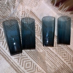 4 Vtg Cobalt Blue 6” Tall Water Glass 16 oz One Pint Tumbler Cooler Flare ~LOOK!