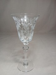 4 Tiffin-Franciscan 8″ Tall Stemmed Clear Glasses, Etched Cherokee Rose Design