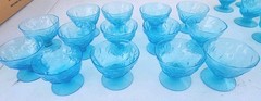 Vintage 1960’s Morgantown Seneca Driftwood Peacock Blue Sherbet Footed Set Of 2