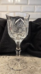 American Cut Eleanor Water Goblet Crystal Stemware Pinwheel Fan 7.125″ VTG