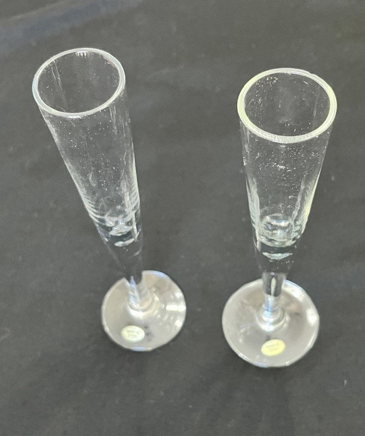 Vintage 80s Stemmed Vodka Aperitif Flutes Liqueur Glasses Set Of 2