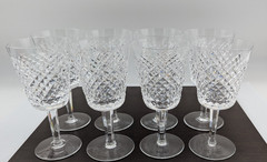 Set of 8 Waterford Crystal Alana Water Goblets Glasses 6-7/8″ Old Mark Vintage